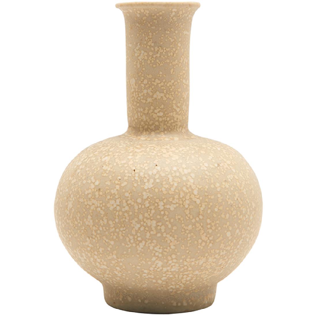 Arne Bang (1901-1983) for Holmegaard vase 3"dia x 4.5"h: Arne Bang for Holmgaarde (1901-1983), vase, Sweden, glazed ceramic, signed, 3"dia x 4.5"h