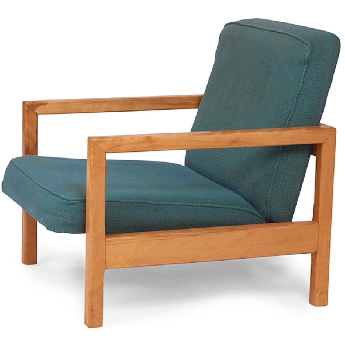 George Nelson (1908–1986) for Herman Miller lounge: George Nelson (1908-1986) for Herman Miller, lounge chair, model 4774, USA, 1950s, birch, original upholstery, 26.5"w x 31"d x 29.75"h