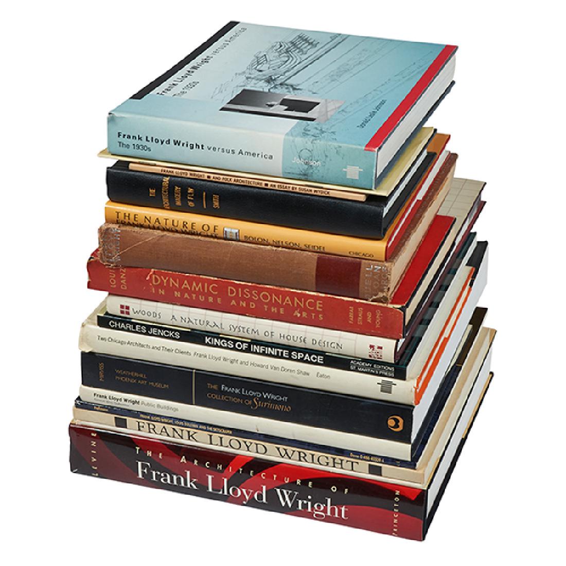 Various Authors, pertaining to Frank Lloyd Wright,: Various Authors, pertaining to Frank Lloyd Wright, sixteen books, 1. Bolon, Carol R et al., The Nature of Frank Lloyd Wright, 2. Danz, Louis, Dynamic Dissonance in Nature and the Arts, 3. Eaton, Leona