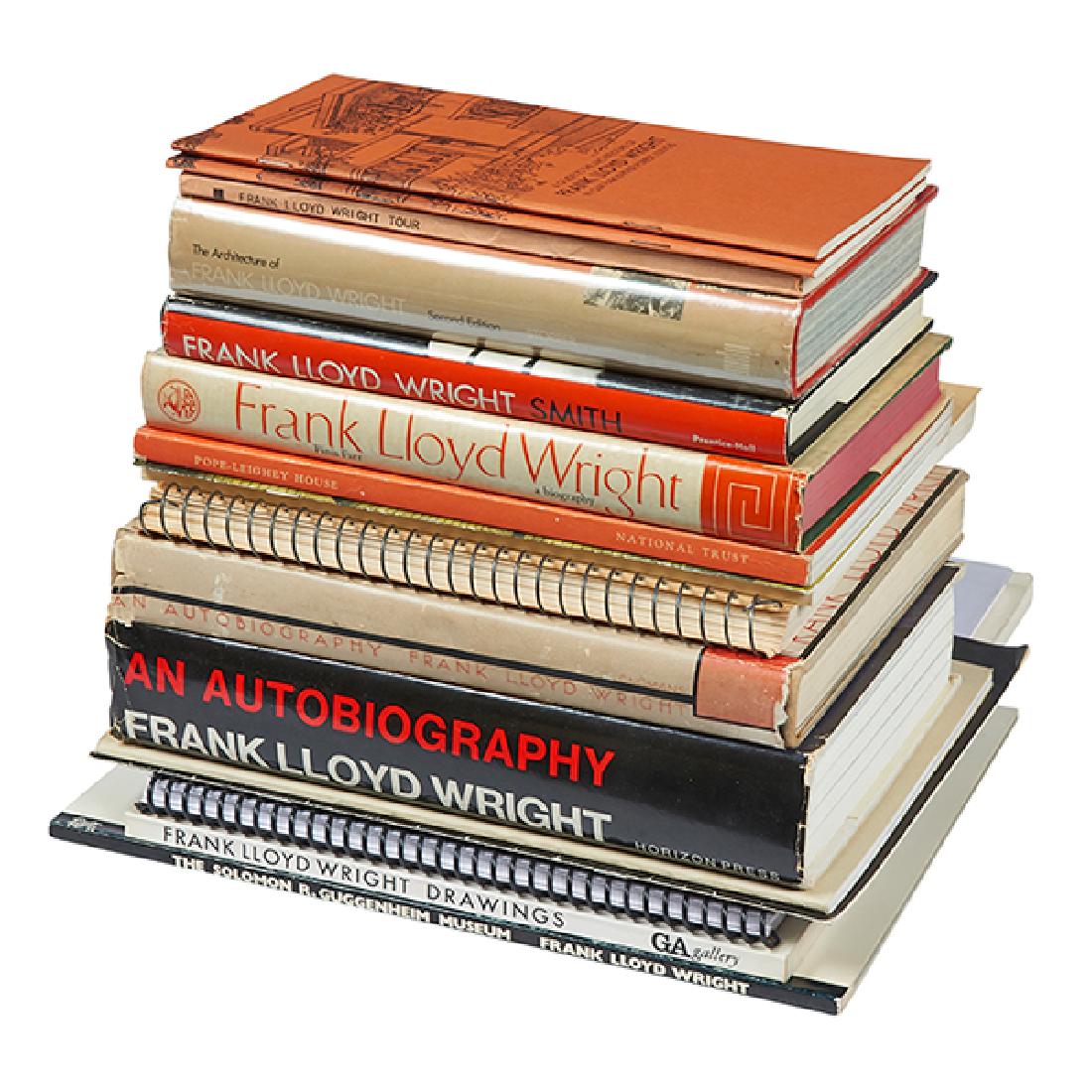 Various Authors, pertaining to Frank Lloyd Wright,: Various Authors, pertaining to Frank Lloyd Wright, seventeen books, 1. Berg, Henry, The Solomon R. Guggenheim Museum: Frank Lloyd Wright, 2. Cohen, Mortimer J, Beth Sholom Synagogue, 3. Cowles, Linn A