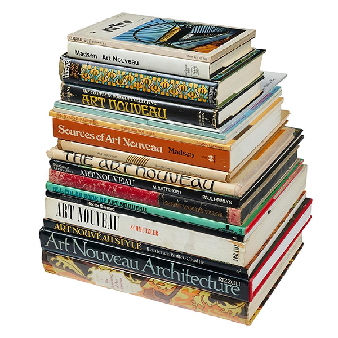 Various Authors, pertaining to Art Nouveau, nineteen: Various Authors, pertaining to Art Nouveau, nineteen books, 1. Battersby, Martin, Art Nouveau, 2. Buffet-Challie, Laurence, Art Nouveau Style, 3. Dunster, David, Hector Guimard, 4. Guerrand, R. H., Le