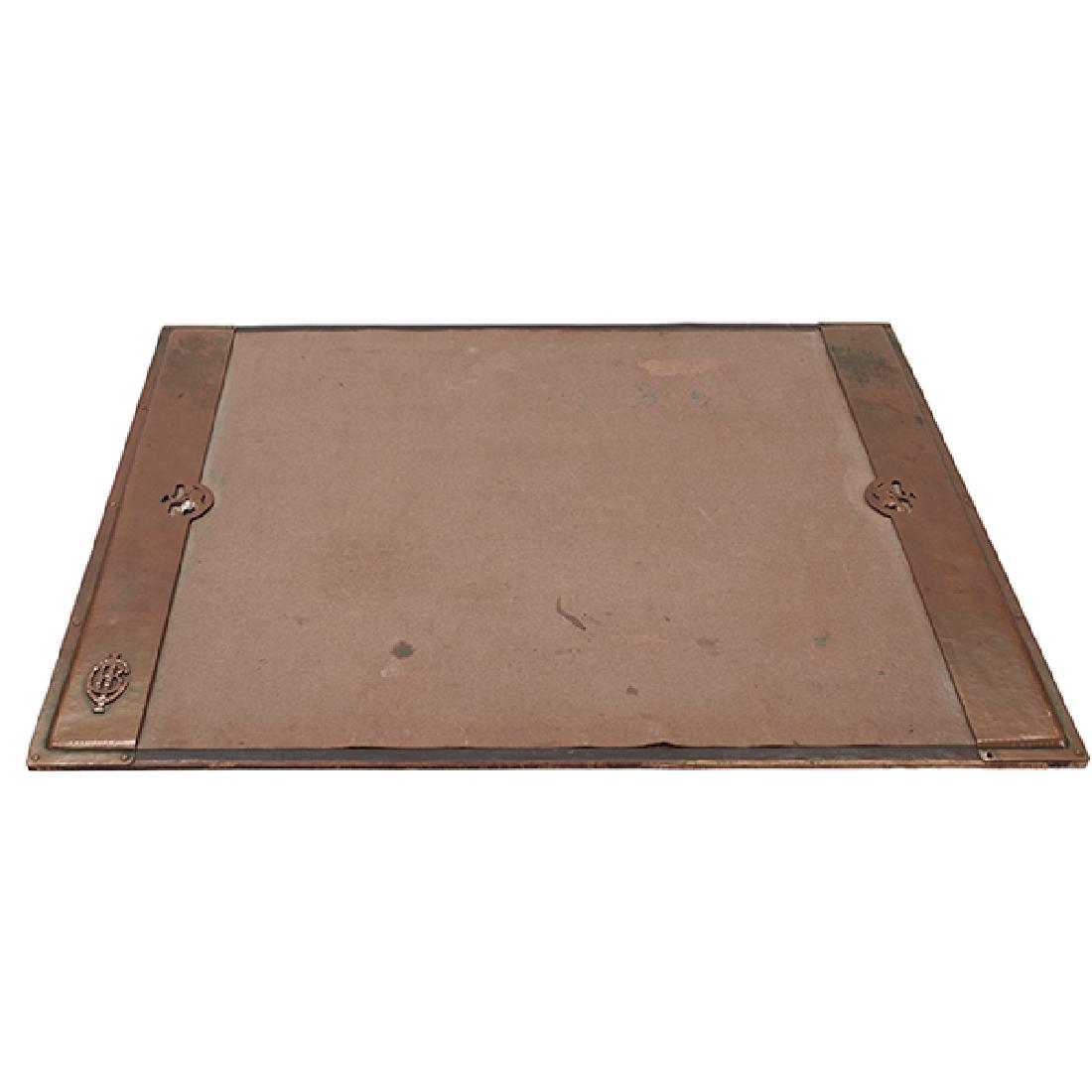 Dirk van Erp (1860-1933), Oak Tree blotter ends and: Dirk van Erp (1860-1933), Oak Tree blotter ends and pad, San Francisco, CA, copper, board, unsigned, 24.25"w x 19"d