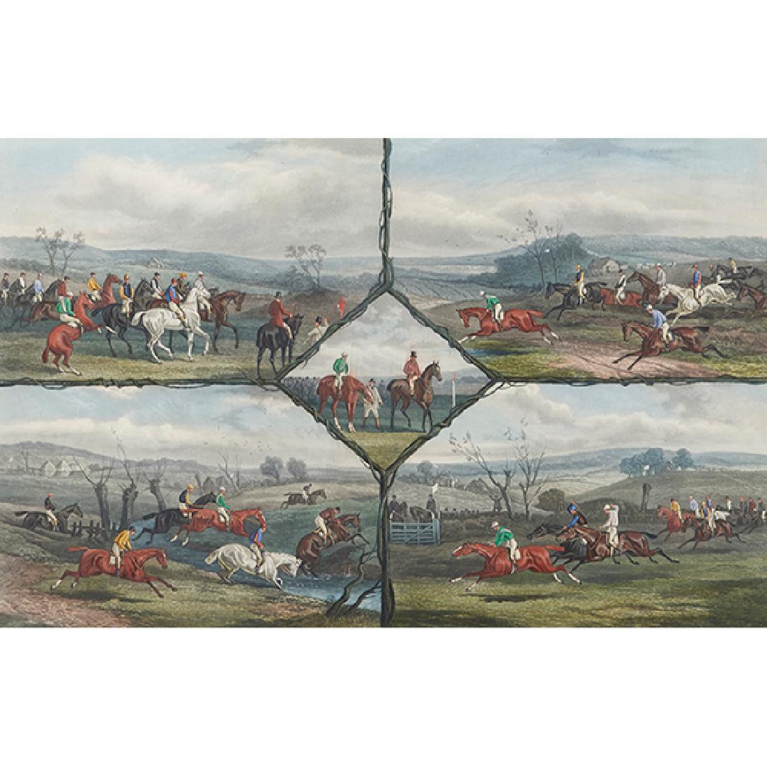 Edward Gilbert Hester, (British, 1843-1903), Steeple: Edward Gilbert Hester, (British, 1843-1903), Steeple Chase Incidents and Coaching Incidents (a pair of works after William Shayer), color engravings, 15" x 21 1/2" (each) Provenance: Provenance: The B