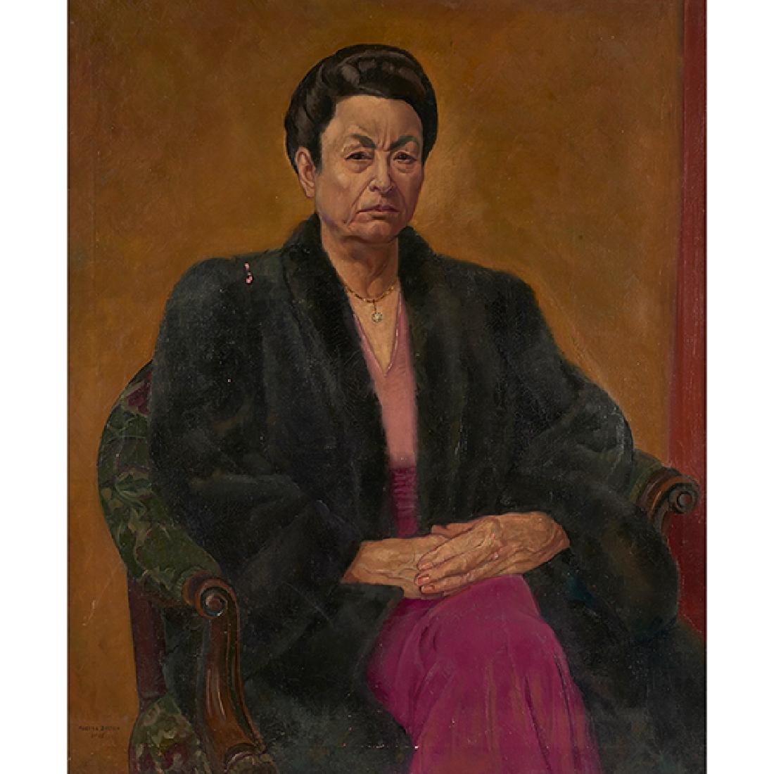 Macena Barton, (American, 1901-1986), Portrait of the: Macena Barton, (American, 1901-1986), Portrait of the Artist's Mother, 1945, oil on canvas, signed and dated lower left, 36" x 30" Provenance: Provenance: Property from the Estate of Frank Ternenyi, C
