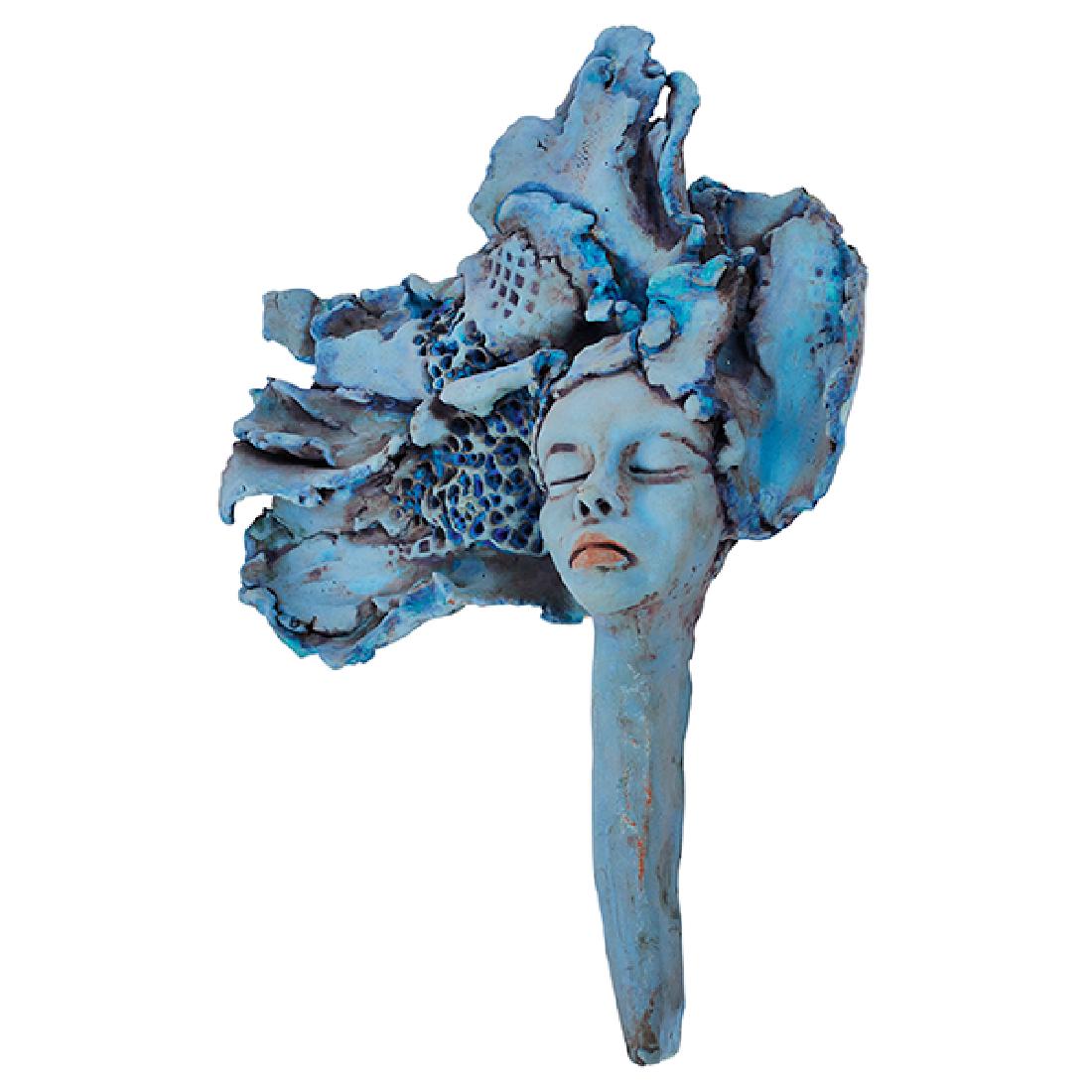 Artist Unknown, wall-mount sculpture, hand-built glazed (1 of 2)