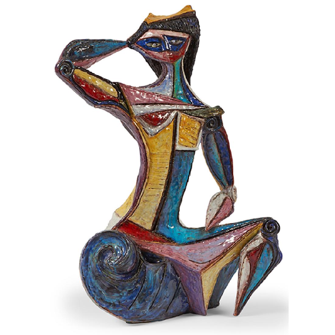 Marcello Fantoni for Raymor monumental sculpture: Marcello Fantoni (Italian, 1915-2011) for Raymor, monumental sculpture, Florence, Italy, 1951, hand-built and glazed earthenware, signed on body Fantoni Firenze, interior bottom signed Fantoni Italy f