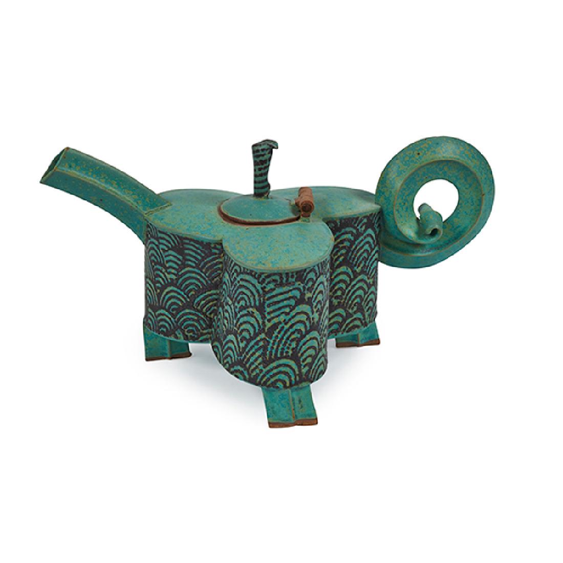 D. Hayne Bayless (American, 20th/21st century)/Sideways: D. Hayne Bayless (American, 20th/21st century)/Sideways Studio, teapot, Ivoryton, Connecticut, glazed stoneware, signed, 14.25"w x 6.5"d x 7.75"h