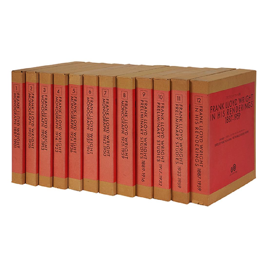 WRIGHT, FRANK LLOYD Frank Lloyd Wright Monograph.: WRIGHT, FRANK LLOYD, Frank Lloyd Wright Monograph. Edited and photographed by Yukio Futagawa, Text by Bruce Brooks Pfeiffer Monograph Series, Tokyo: A.D.A. Edita, 1984-1988., quarto, 12 vols., red clo