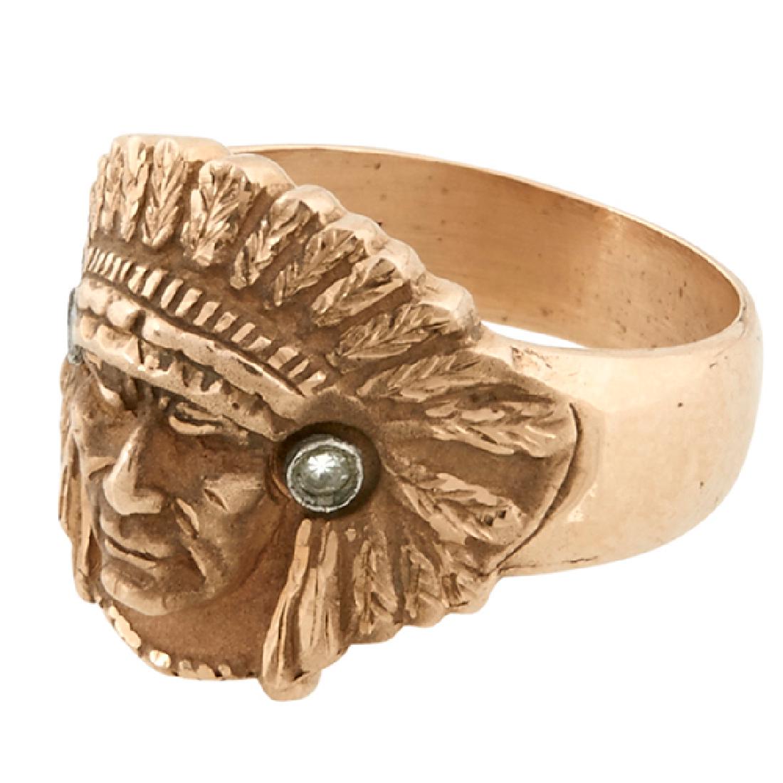 Vintage Native American Chief ring face: 7/8"w x 3/4"h (1 of 4)