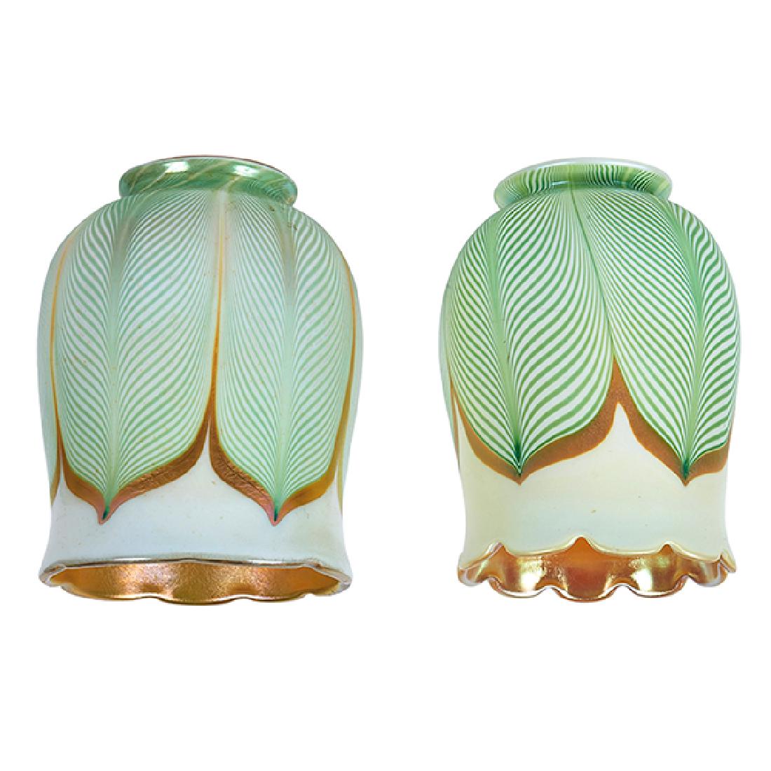 Steuben Glass Works, Attribution Pulled Feather shades, (1 of 2)