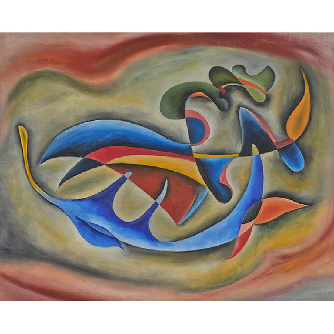 Karl Gasslander, (American, 1905-1997), Friendly Little: Karl Gasslander, (American, 1905-1997), Friendly Little Figures, oil on canvas board, 15.5" x 19.5"