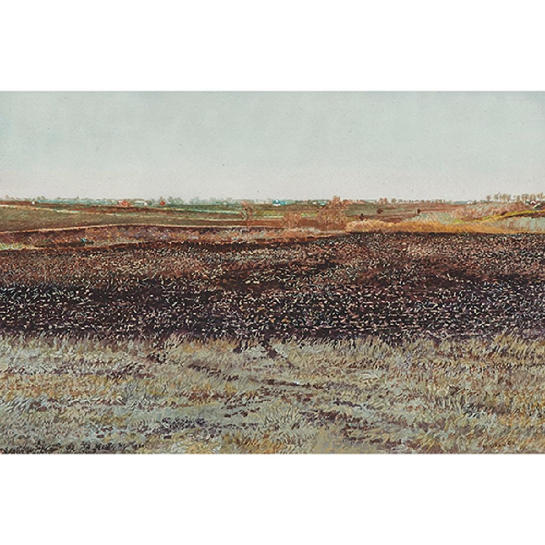 Harold Gregor, (American, b. 1929), Illinois Landscape,: Harold Gregor, (American, b. 1929), Illinois Landscape, Series 2, No. 2, 1977, watercolor, signed lower right, 12" x 18" Provenance: AT&T Corporate Art Program (label on verso) Sotheby's (label on ver