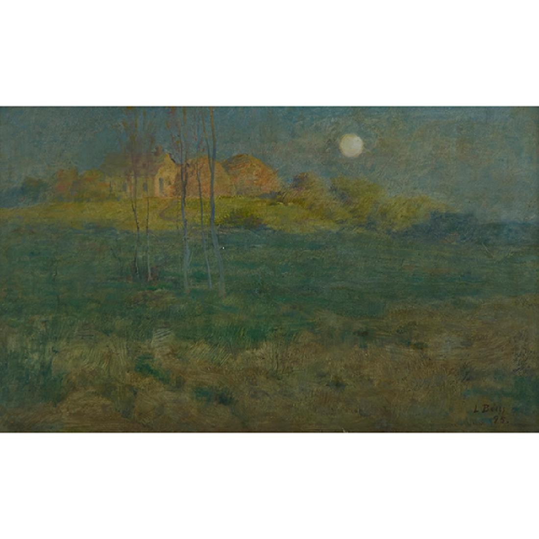 Louis Betts, (American, 1873-1961), Hazy Landscape,: Louis Betts, (American, 1873-1961), Hazy Landscape, 1895, oil on board, signed and dated lower right, 16" x 26"