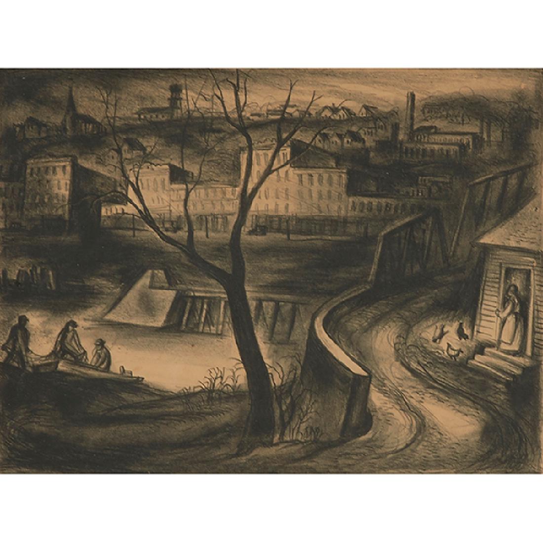 Anne Michalov, (American, 1904-2001), Bridge Tender's (1 of 2)