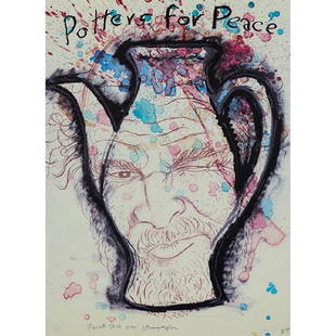 Robert Arneson, (American, 1930-1992), Potters for: Robert Arneson, (American, 1930-1992), Potters for Peace, 1987, color poster, signed, 20.75" x 13" Provenance: The Estate of Candice B. Groot, Evanston, Illinois