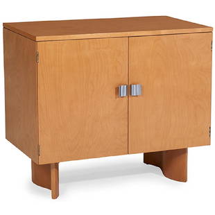 Eliel Saarinen (1873-1950) for Johnson Furniture Co.: Eliel Saarinen (1873-1950) for Johnson Furniture Co., cabinet, model 403 -72, Grand Rapids, Michigan, 1930s, birch, steel, two drawers and one shelf, 34"w x 21"d x 30.75"h $500 - $700