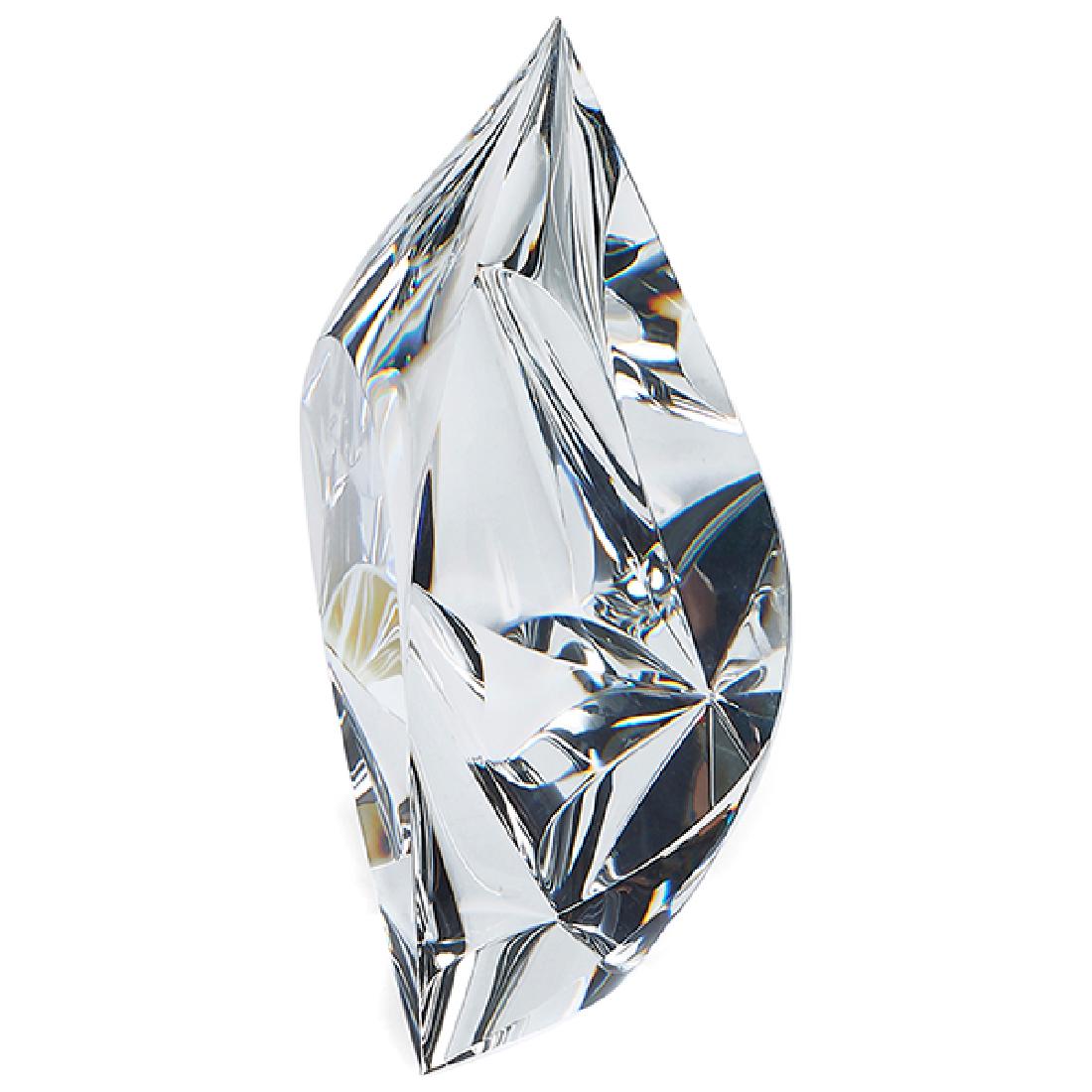 Christopher Ries (b.1952) Clear crystal Lotus sculpture: Christopher Ries (b. 1952), Clear Lotus sculpture, Tunkhannock, Pennsylvania, 1995, carved and polished optical crystal with a light transmission of 99.8%, signed "Christopher Ries 10/5/98", with a sm