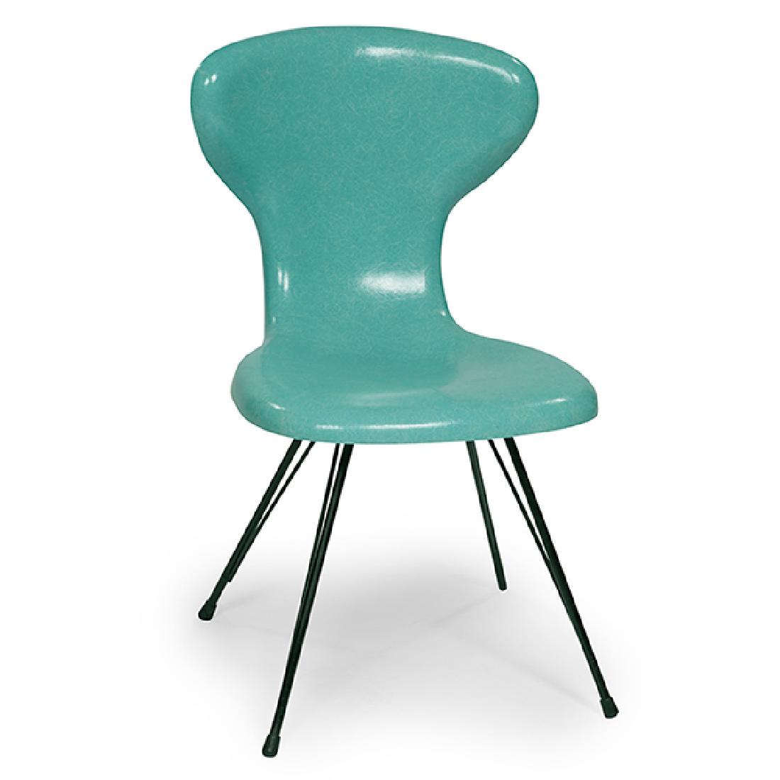 Egmont Hegel Arens chair for General American Trans.: Egmont Hegel Arens (1887-1966) for General American Transportation, chair, USA, c. 1951, molded fiberglass, enameled metal, 18"w x 20"d x 31"h $600 - $800