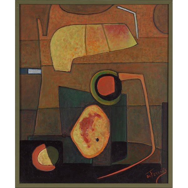 905: Mario De Ferrante, Abstract, oil: Mario De Ferrante (Italian/American, 1898-1992), "Untitled"; oil/ board, 28" x 22", signed