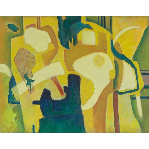 906: Mario De Ferrante, Abstract, oil: Mario De Ferrante (Italian/American, 1898-1992), "Untitled"; oil/ board, 22" x 28", signed