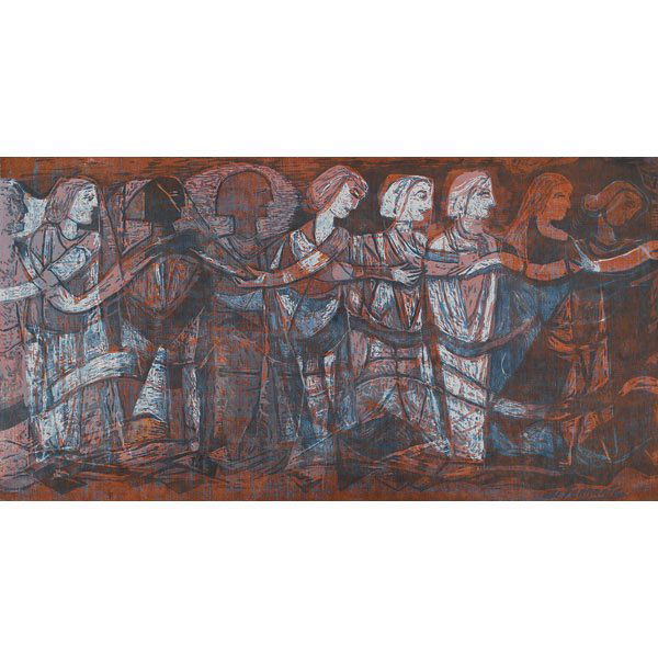 914: Mario de Ferrante, lot of three "Grecian Dance, se: Mario de Ferrante (Italian/American, 1898-1992) and others, lot of three prints, one pictured: "Grecian Dance", c.1960; serigraph, 16" x 31", signed (by de Ferrante); with two additional modern prints
