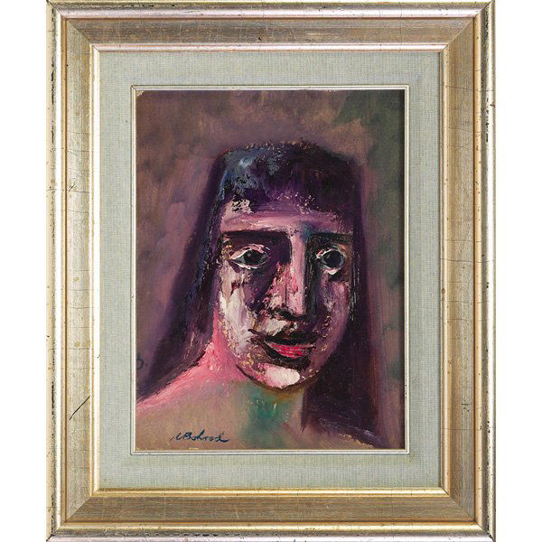 Aaron Bohrod, Portrait of a Girl, c. 1950, oil: Aaron Bohrod(American, 1907-1992), Portrait of a Girl, c. 1950; oil/board, 12" x 9", signed.