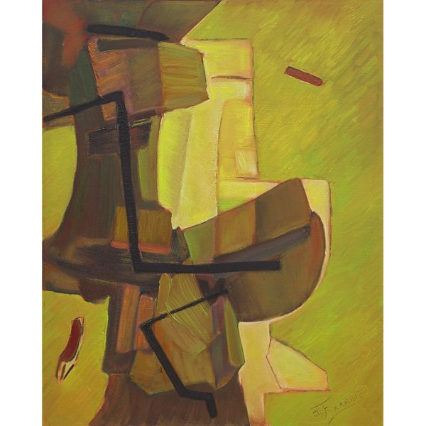 Mario De Ferrante, Abstract, c. 1960, oil: Mario De Ferrante (Italian/American, 1898-1992), Abstract, c. 1960, oil/canvas, 30 x 24, signed