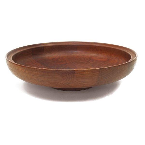 Henning Koppel bowl, by Georg Jensen, teak: Large Henning Koppel bowl, by Georg Jensen, teak, Denmark, branded mark Georg Jensen Henning Koppel Made in Denmark, 19dia. x5h, very good condition