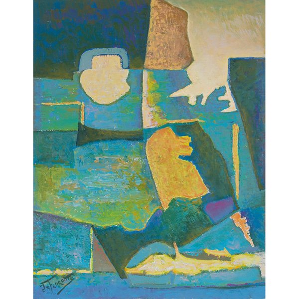 Mario De Ferrante, "Abstract" oil: Mario De Ferrante (Italian/American, 1898-1992), "Abstract Composition," oil/canvas, 28" x 22", signed, unframed