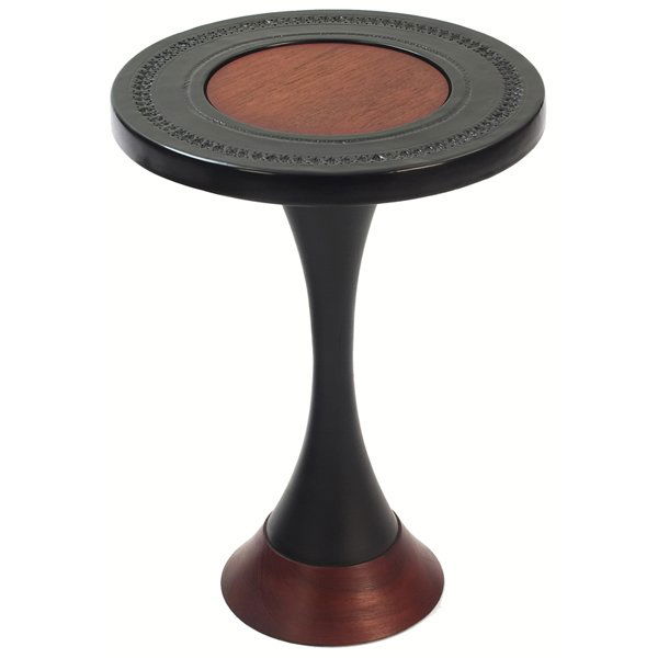 George Nelson/Raymor side table: George Nelson/Raymor side table, by Howard Miller in collaboration with Raymor, black ceramic top with impressed design, walnut base and inset top over black painted wood support, signed "Italy 3035,"