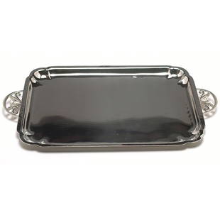 Cellini Craft tray, designed by Hans Grag: Cellini Craft tray, designed by Hans Grag, silver on hand wrought copper, marked, #1121, 10.5"w x 17.5"l