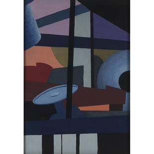 Richard Harold Redvers Taylor Abstract,: Richard Harold Redvers Taylor (British, 20th century) "Abstract," c. 1970, gouache, 36.5" x 25.5", signed lower left, framed 5