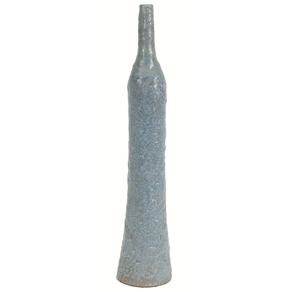 Raymor bottle, Italy, ceramic form: Raymor bottle, Italy, ceramic form with thick light blue glaze, signed "Italy C.P. 4", 25.5"h, mint condition