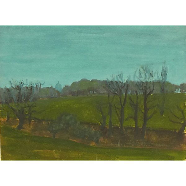 John Button (American, 1929-1982) watercolor: John Button (American, 1929-1982) "Hampstead Heath," 1964, watercolor, 9" x 12", signed and dated lower left, framed