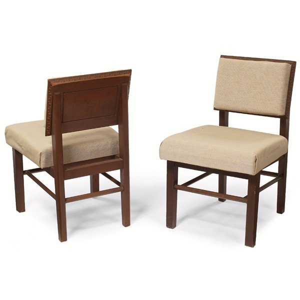 Frank Lloyd Wright side chairs, pair, manufactured