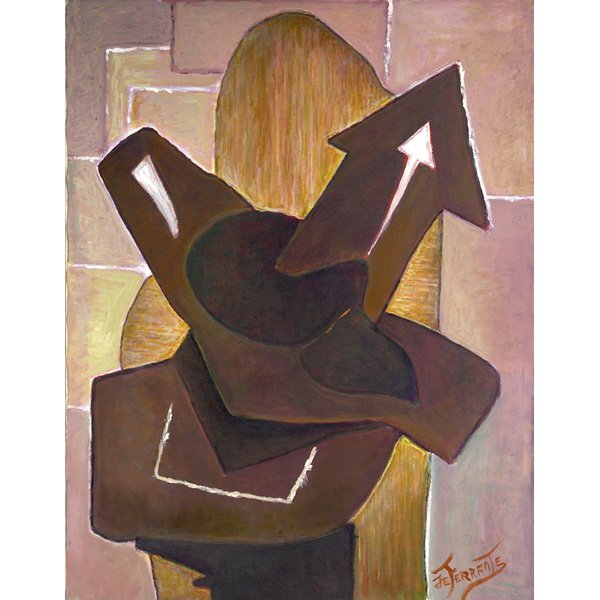 Mario de Ferrante "Abstract" c. 1950, oil: Mario de Ferrante (Italian/American, 1898-1992) "Abstract," c. 1950, oil on canvas, 28" x 22", signed lower right, unframed