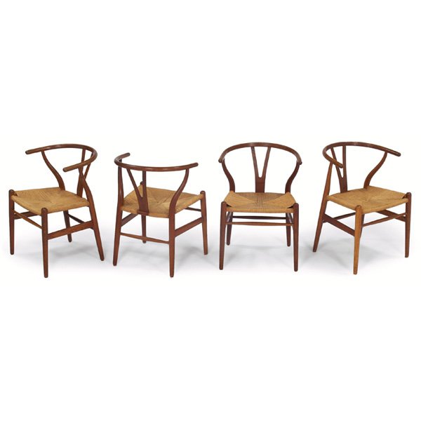 Hans Wegner "Wishbone" chairs, four