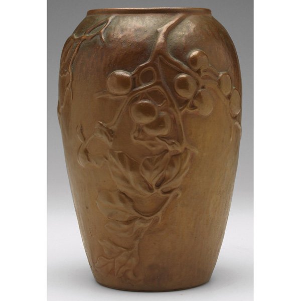 L.C. Tiffany vase, bronze-clad