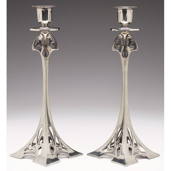 WMF candlesticks, pair, Art Nouveau design