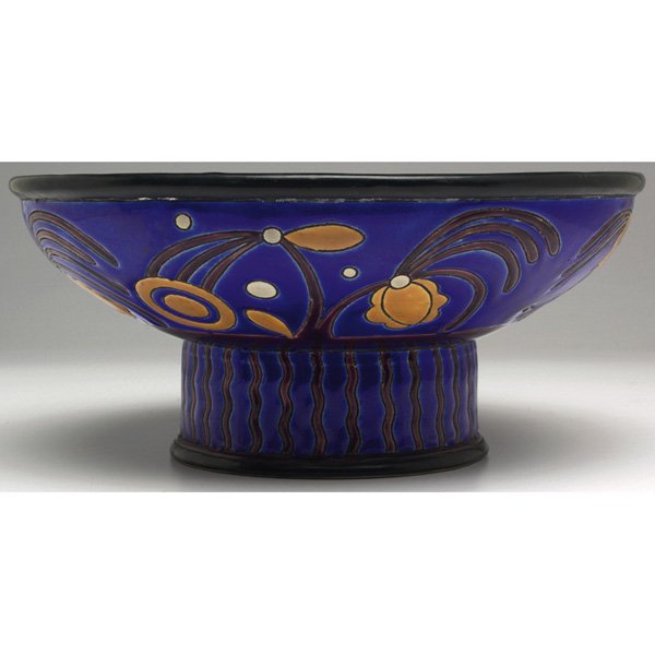 Longwy Primavera bowl, footed shape