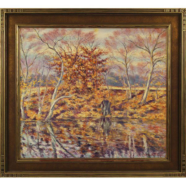 Hugo Melville Fisher "Autumn Landscape," c. 1920,: Hugo Melville Fisher (American, 1878-1946) "Autumn Landscape," c. 1920, oil on canvas, 27" x 30", signed lower right, framed