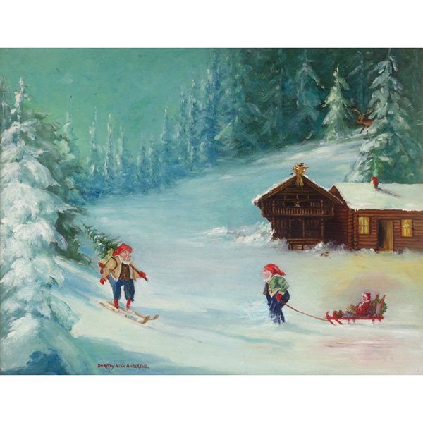 Dorothy Visju Anderson "Christmas in Norway," oil