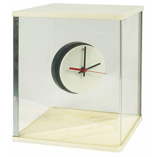 Raymor "mystery Clock", White Plastic And Lucite