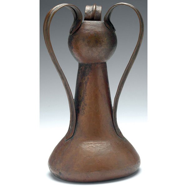 Stickley Brothers vase, hammered copper