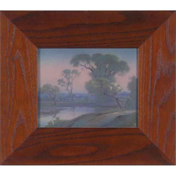 Rookwood plaque, Vellum glaze, painted landscape