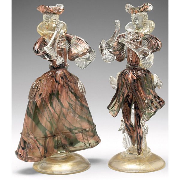 Murano figurines, man and woman Venetian 