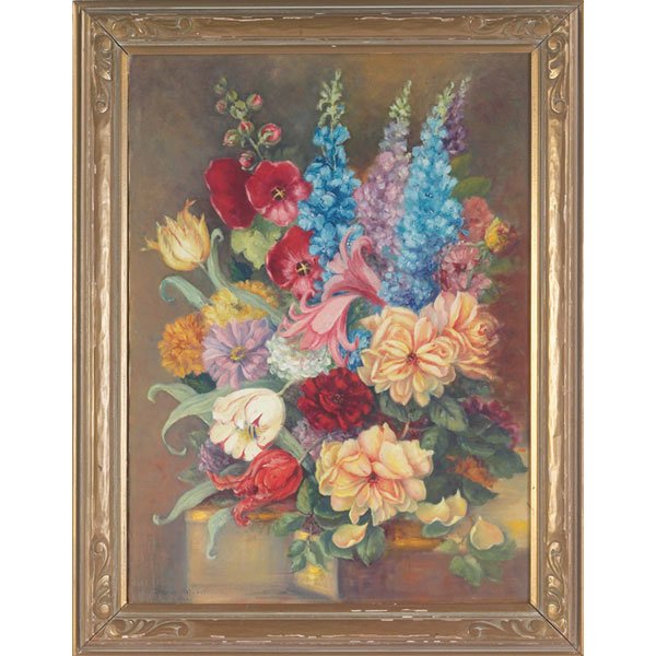 Dorothy Visju Anderson, Garden Flowers, oil