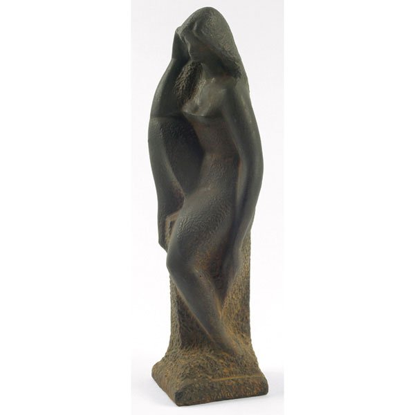 Vincent Glinsky, Seated Nude, painted marble: Vincent Glinsky (American, 1895-1975) "Seated Nude," c. 1940, painted marble, 13.25"h, base signed