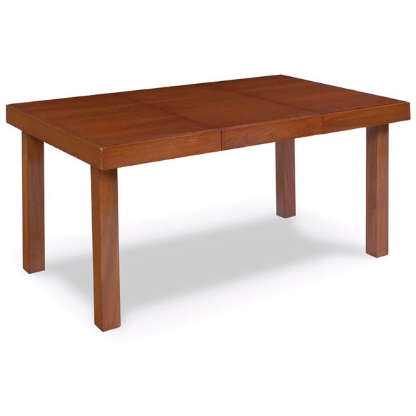 George Nelson dining table, Herman Miller, no. 472: George Nelson dining table, by Herman Miller, no. 4720, 1950s, walnut, rectangular top with 3.25"apron over square legs, two 14" self-storing leaves (shown), original finish, Herman Miller label and m
