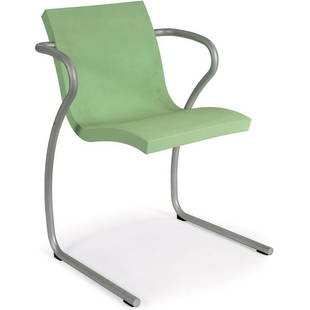 Ross Lovegrove Magic chair Fasem Italy light green: Ross Lovegrove "Magic" chair, by Fasem, Italy, light green polyurethane seat suspended in a powder-coated metal frame, 22.5"w x 23"d x 31.5"h, very good original condition